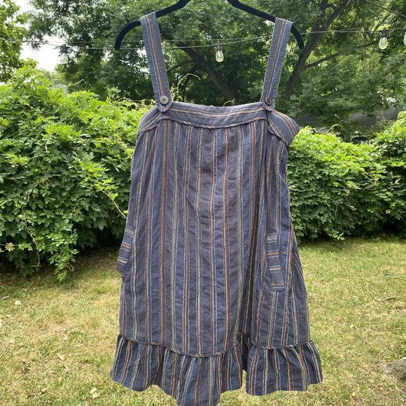 RARE LaROK (pre-Ace & Jig) Blue and Woven Stripe Pinafore Dress - Picture 2 of 11